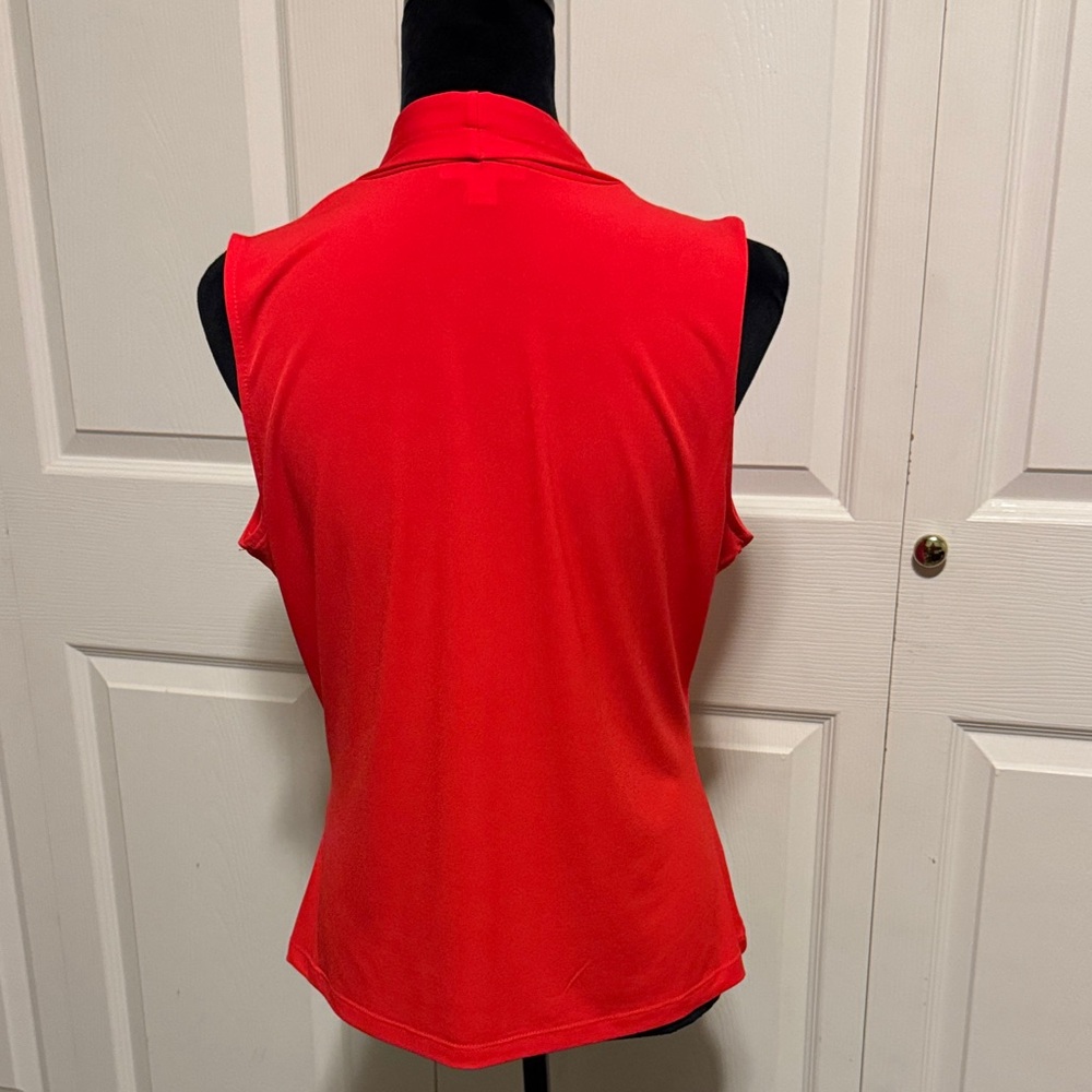 Calvin Klein Vibrant Red Sleeveless Blouse - Picture 2 of 6